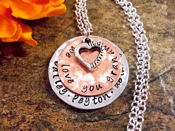 Grandma Jewelry Grandma Necklace Personalized Jewelry Hand