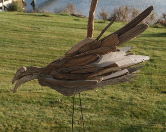 Coastal Shores Rustic Driftwood Seagull