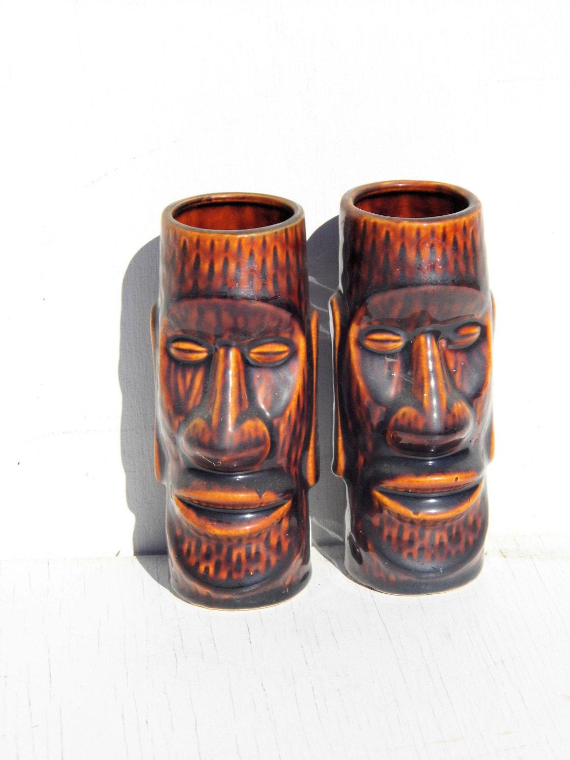 Vintage Pair of Tiki Glasses Vintage Tiki by PaperWoodVintage