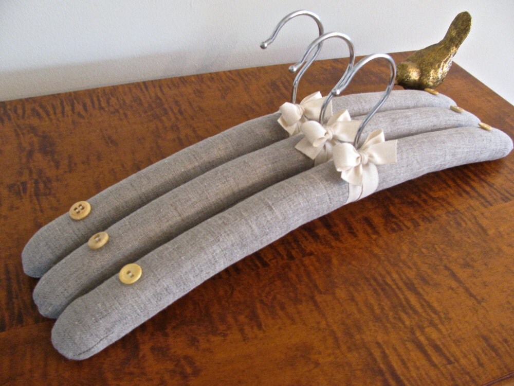 Linen Hangers Padded Hangers Belgium Linen Hangers Linen by ootch