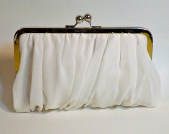 Bridal Clutch or Bridesmaid Clutch Chiffon White or Ivory Customize