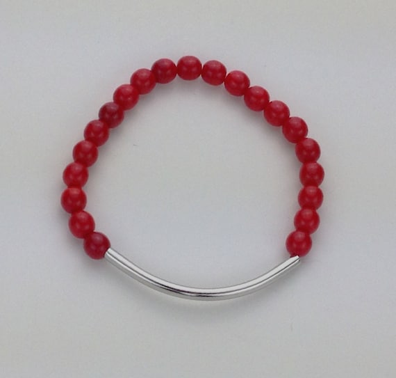 Red Stretch Bracelet with Tube Bar.