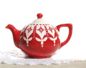 Christmas Red Teapot for Holidays, Tea Lover, Kitchen Gift, Gift for her