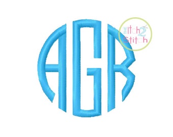 Natural Circle Monogram Embroidery Font 1.5", 2.0", 2.5" & 3" INSTANT DOWNLOAD now available