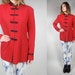 Valentine's Day Red Jacket / Vintage 1980s Thalian Mandarin Style Red Wool Jacket -- Size 8
