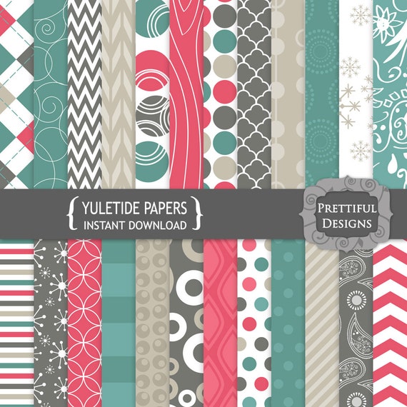 35% OFF SALE Digital Christmas Scrapbooking Papers - Yuletide (773) Il_570xn