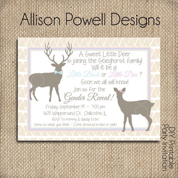 Buck or Doe Hunting Deer Gender Reveal Invitation