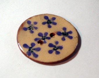 Handmade ceramic buttons - handpainted purple pottery button C13