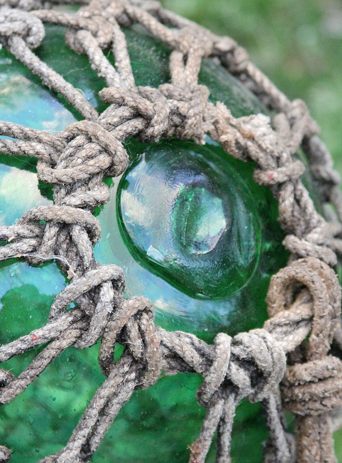 Huge Vintage Green Glass Fishing Float 15in Diameter by NevaStarr