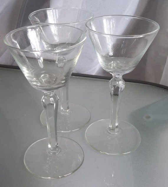 Items similar to Cocktail Stemware, Vintage Gimlet Glasses, Clear Glass
