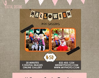halloween template mini session autumn flyer tree leaves mini marketing blog post template INSTANT DOWNLOAD square
