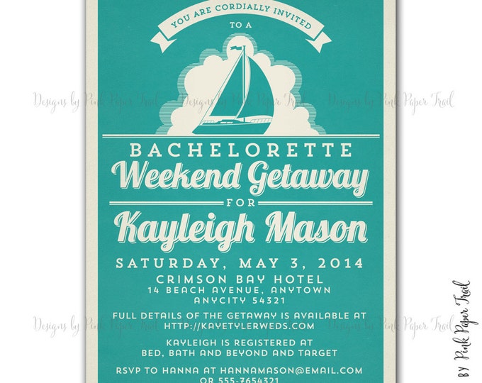 Retro Beach Party Invitation, Nautical Invitation, I will customize for you, print your own