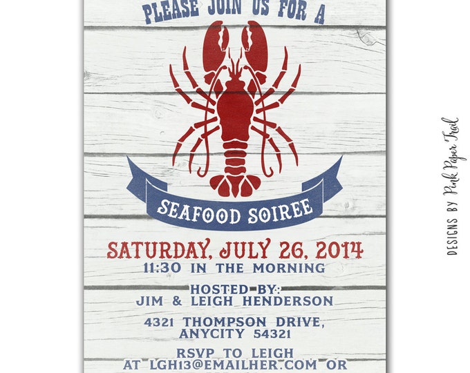 Seafood Party Invitation, Lobster Party, I will customize for you, Printable Invitation