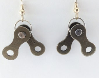 Cycling jewelry bicycle chain earrings, bike jewelry earrings, tour de france inspired earrings, cycling earrings