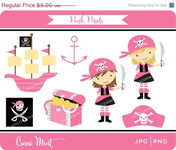 50% OFF SALE Pink Pirate Clip Art Il_570xn