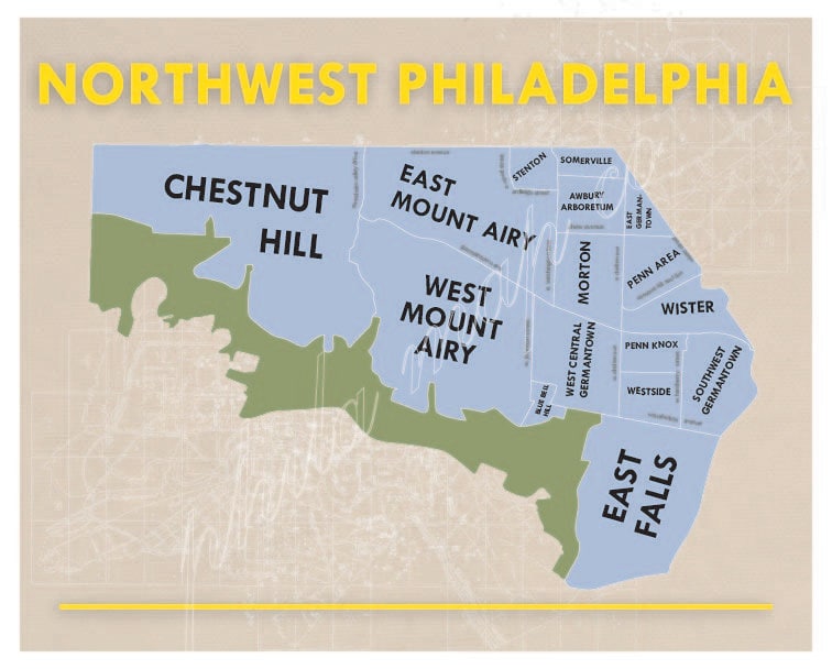 Northwest Philadelphia Neighborhoods Map by PhilaMapCo on Etsy