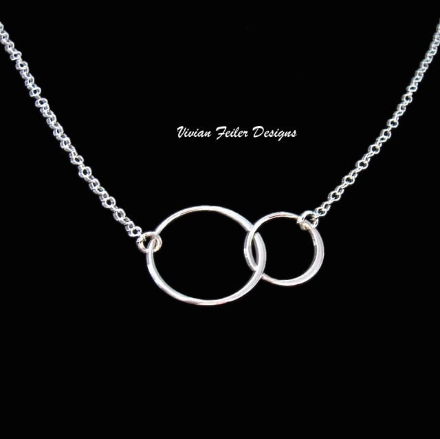 Mother daughter Necklace Sterling Silver Infinity Jewelry Two