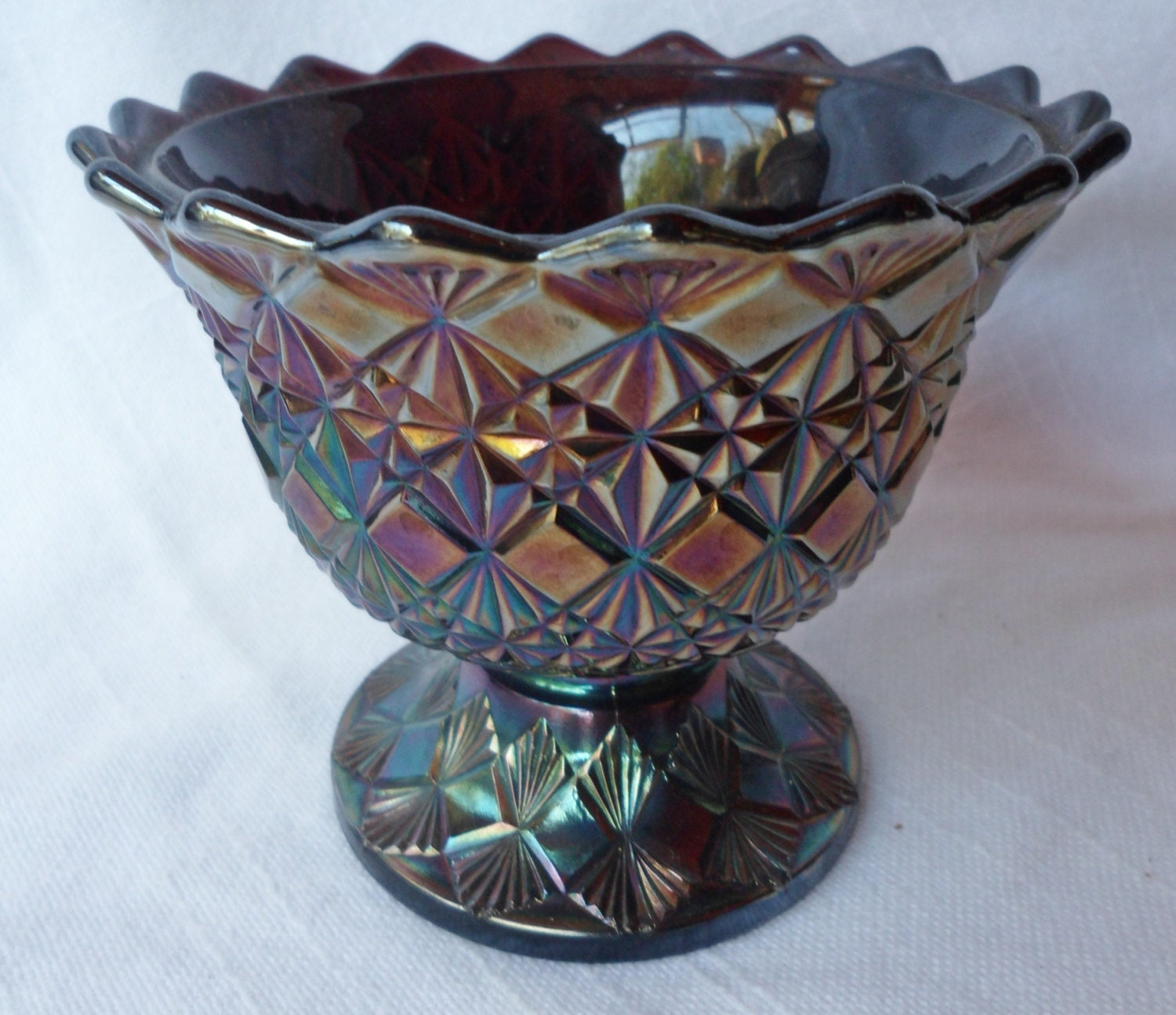 Fenton OVG Purple Carnival Glass Nuts or Candy Dish by JleCROW