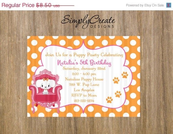 Puppy Party Invite Puppy Invitation 5x7 Jpeg DIGITAL File Il_570xn