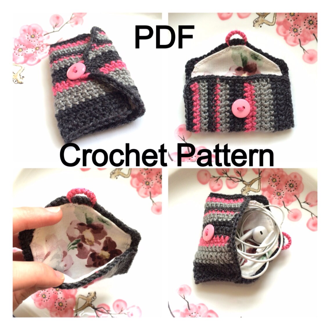 PDF Crochet Pattern Mini Earbuds Pouch for Cell/iPod