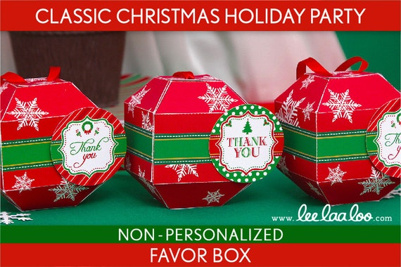 Classic Christmas Holiday Party Favor Box & Bonus: Favor Tags NonPersonalized Printable // Classic Christmas - H2Nk Il_570xn