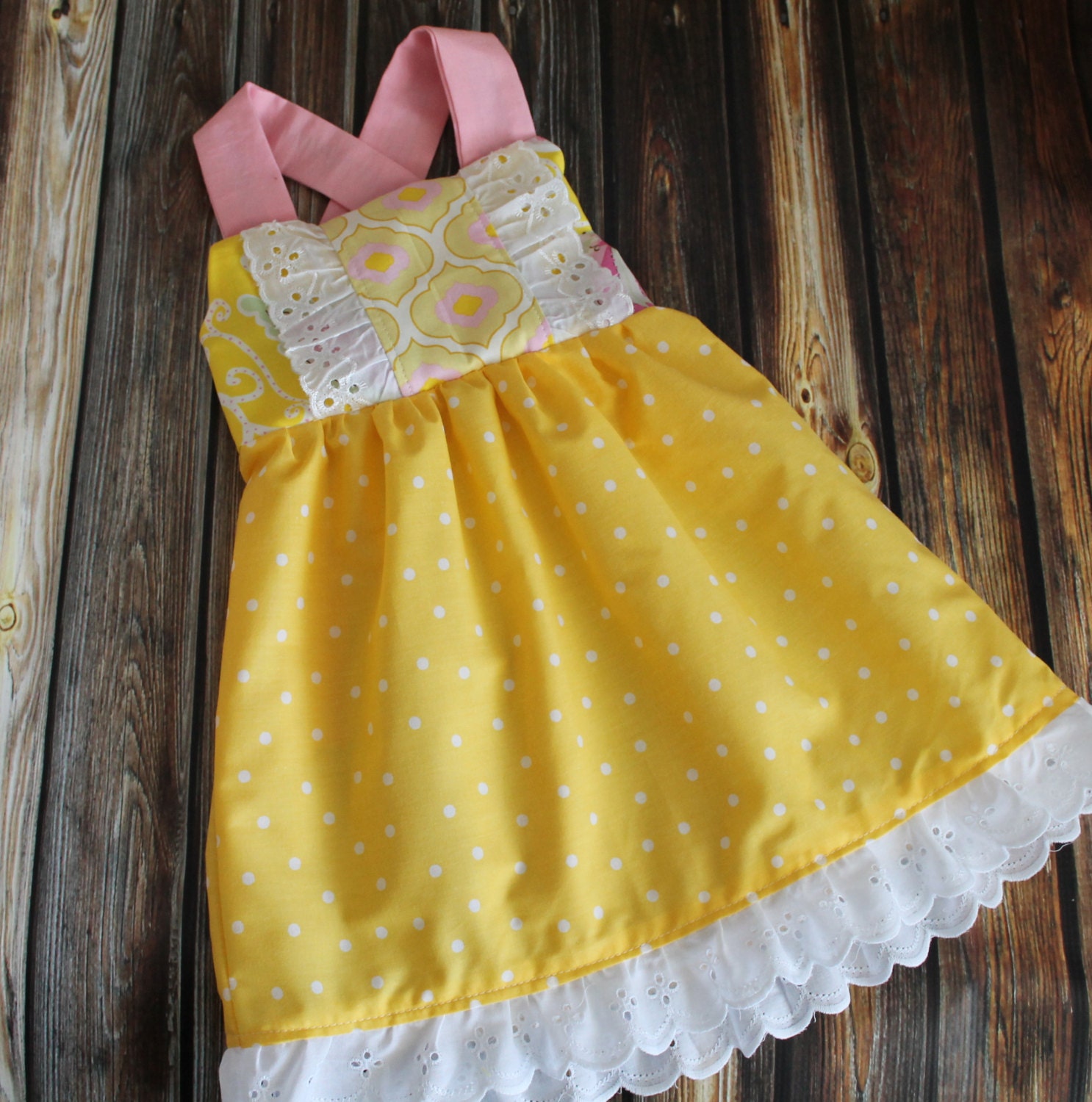An artisan lover: Girls yellow pink Dress sun dress, girl lemonade ...
