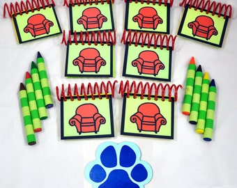Blue's Clues Handy Dandy PARTY FAVORS Notebooks & Striped Jumbo Crayons