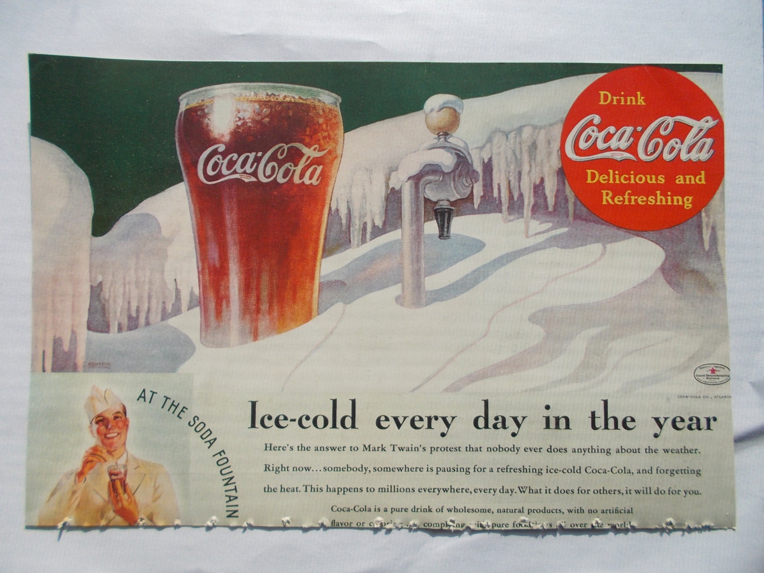 SALE-1930s Vintage Coca Cola Ad-1935 National Geographic