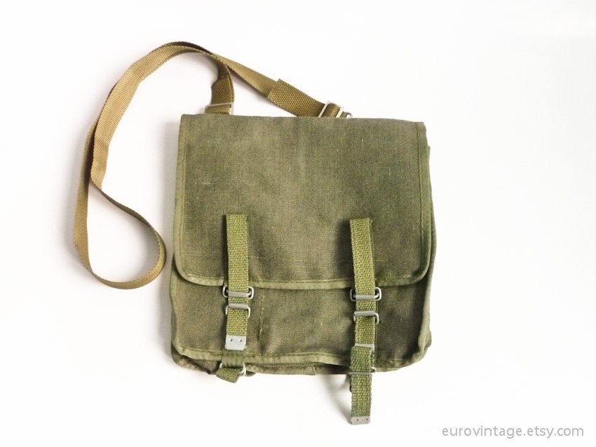 Vintage Military Bag Canvas Military Green Messenger Army