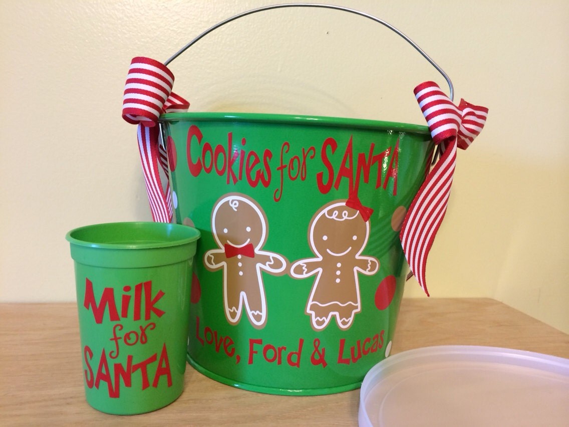 Christmas bucket Personalized Cookies for Santa by DeLaDesign