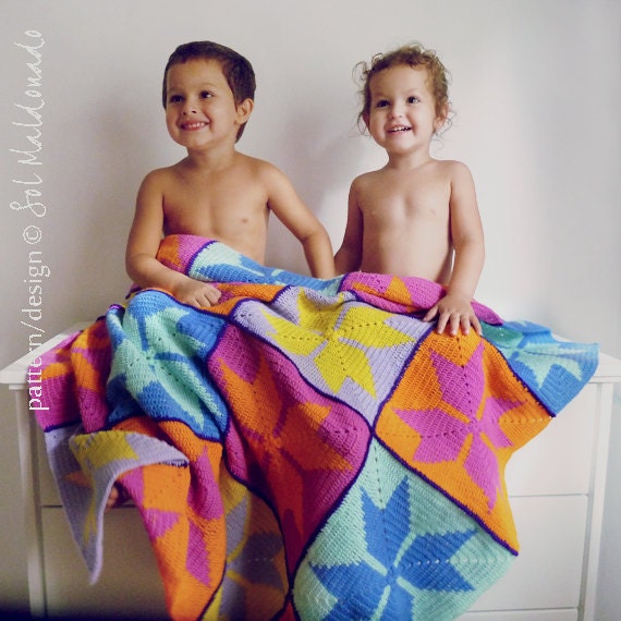 Crochet Blanket pattern granny square Geometric  - granny chic crochet tapestry blankie - Instant DOWNLOAD