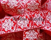 GORGEOUS Red gllitter damask 7/8" grosgrain ribbon coordinates with Christmas lines Il_170x135