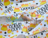 Halloween sparkly Candy Corn Queen printed on 7/8" grosgrain ribbon- Gorgeo0us in person Il_170x135