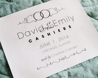 Wedding Quilt Label • Personalized Fabric Patch • Anniversary Blanket Patch • Double Wedding Ring Label • Wedding Sew On or Iron On Patch