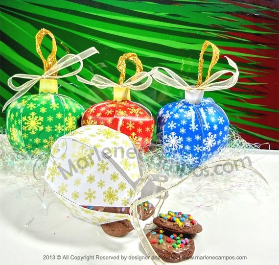 INSTANT DOWLOAD - Christmas favor boxes, Spheres Set with 4 Boxes, Xmas Ornaments, Printable Box, Christmas Decoration - by PaperArtbyMC Il_570xn