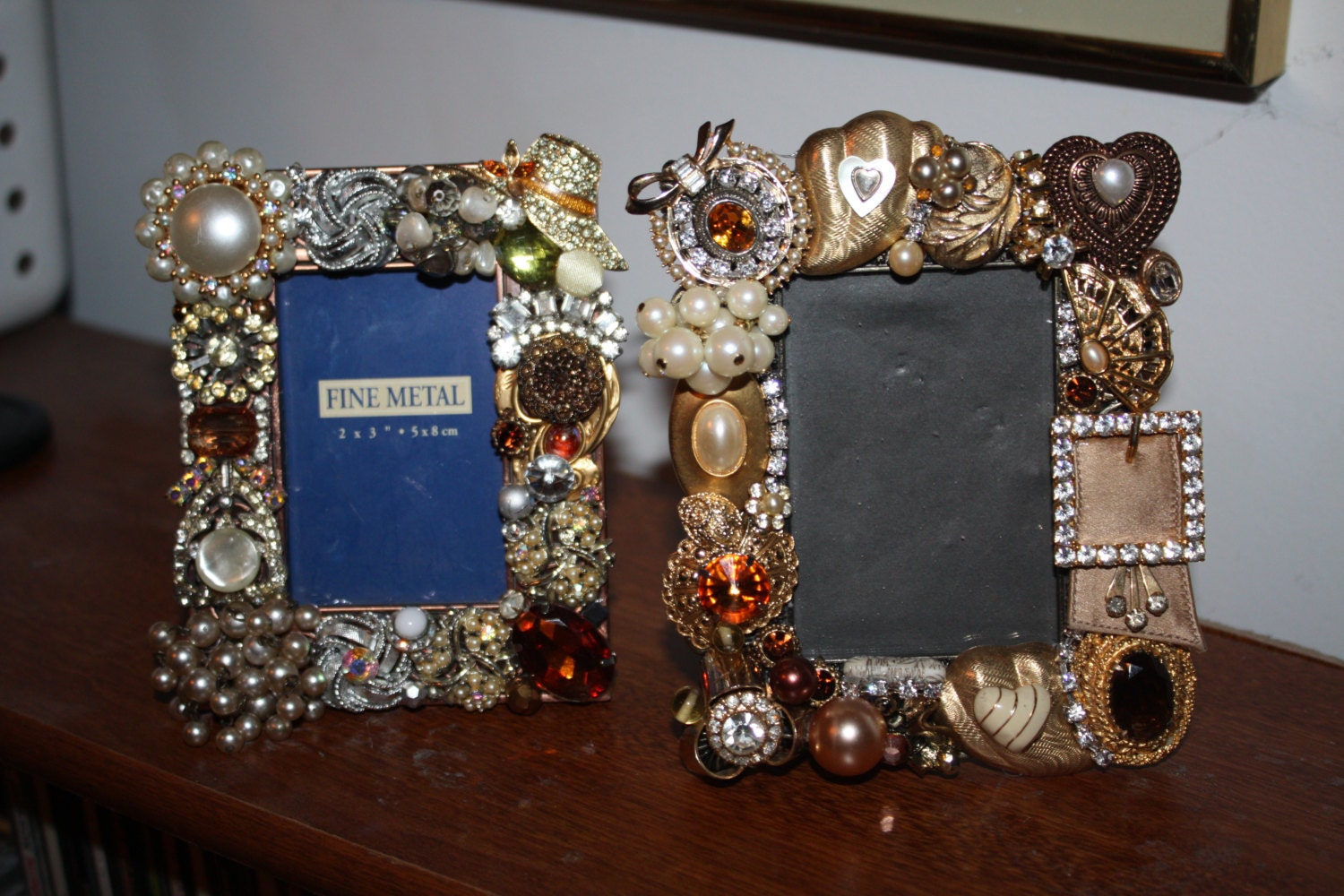 Rhinestone Embellished Picture Frame Vintage Jewelry