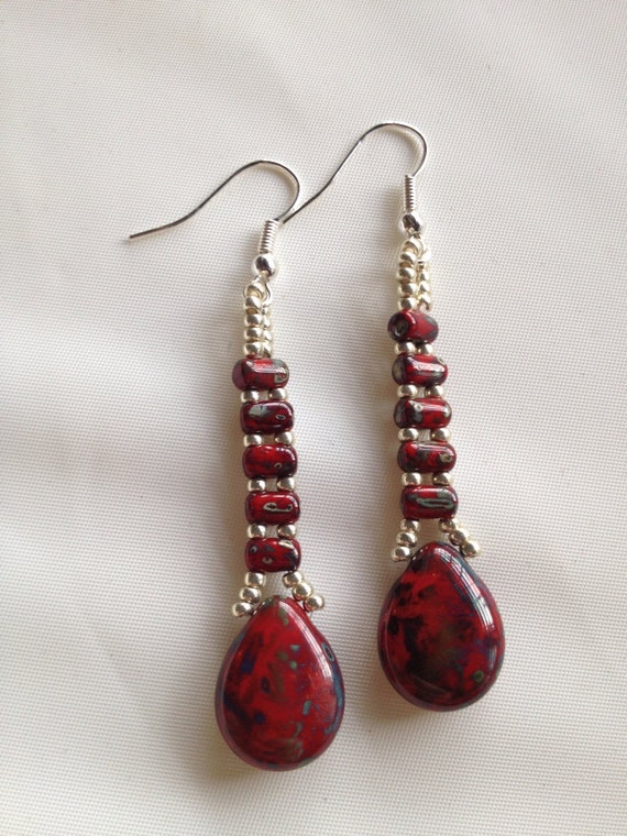 picasso red beaded earrings picasso red beaded earrings