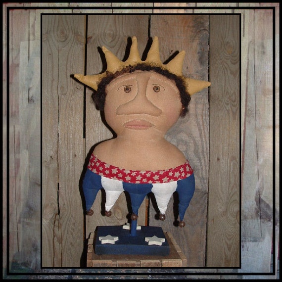 Primitive Folk Art Americana Liberty Lady Make do HAFAIR soft sculpture