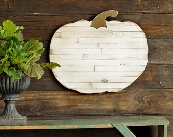 White Pallet Pumpkin Wall Decor Farmhouse Decor Thanksgiving Autumn White Pumpkin Rustic Sign