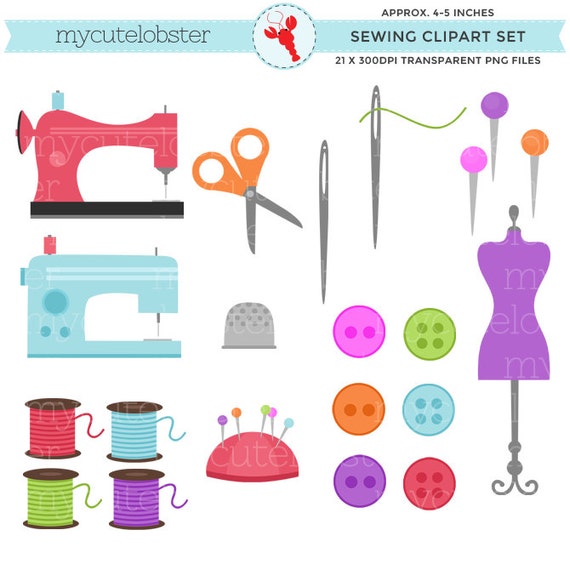 Sewing Clipart Set clip art set of sewing by mycutelobsterdesigns