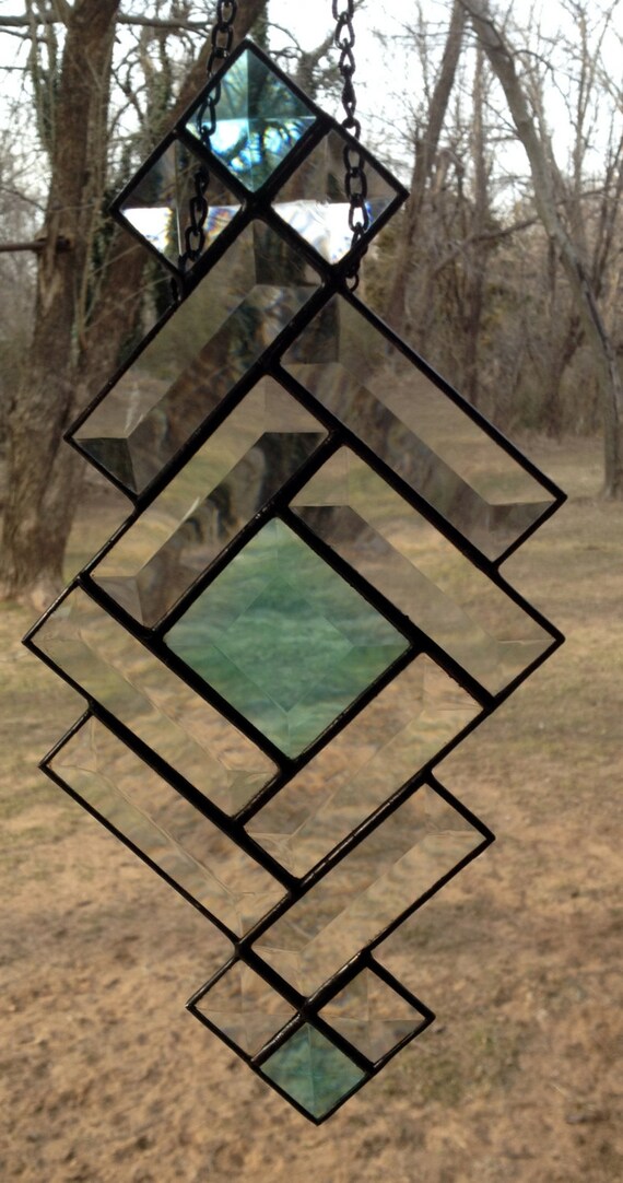 Contemporary Stained Glass Panel Suncatcher by PeaceLuvGlass