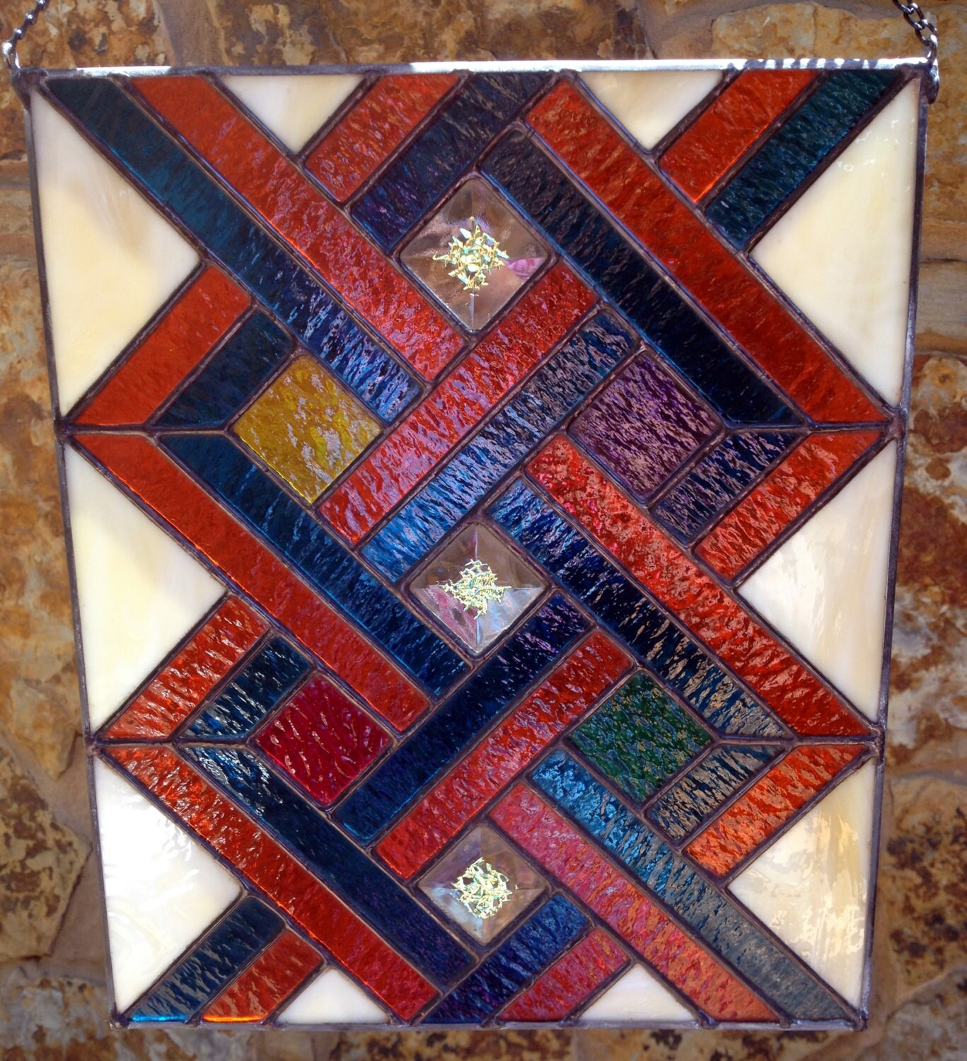 Contemporary Stained Glass Panel Colorful by PeaceLuvGlass