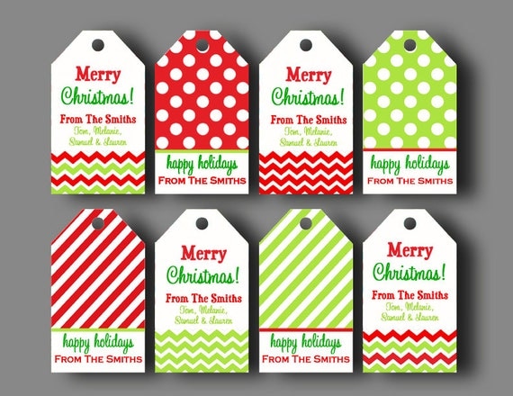 Personalized Christmas Gift Tags Printable or Printed