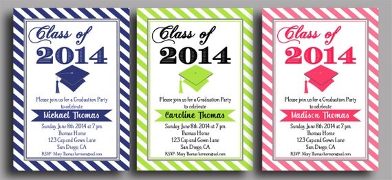Graduation Invitation Printable - Colors Can Be Changed Il_570xn