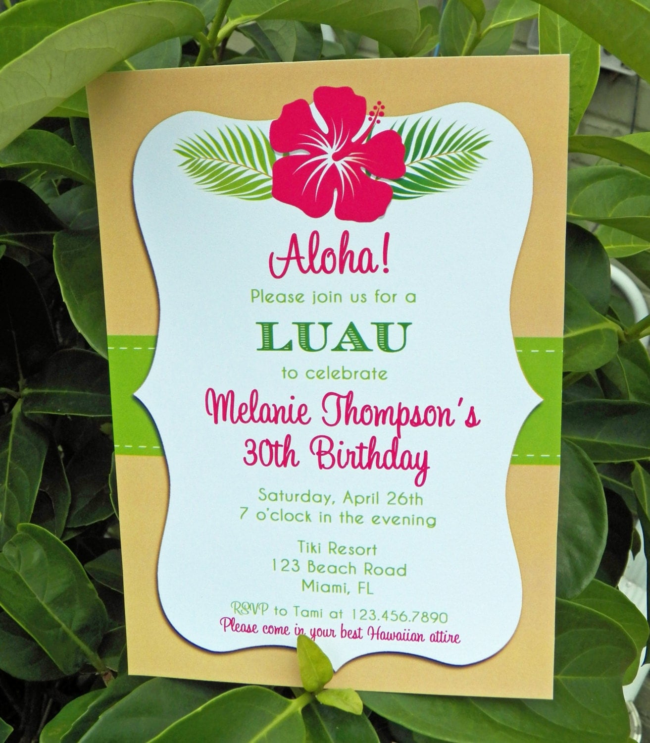 Luau Invitation Printable or Printed with FREE SHIPPING