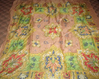 vintage ladies head neck scarf colorful print