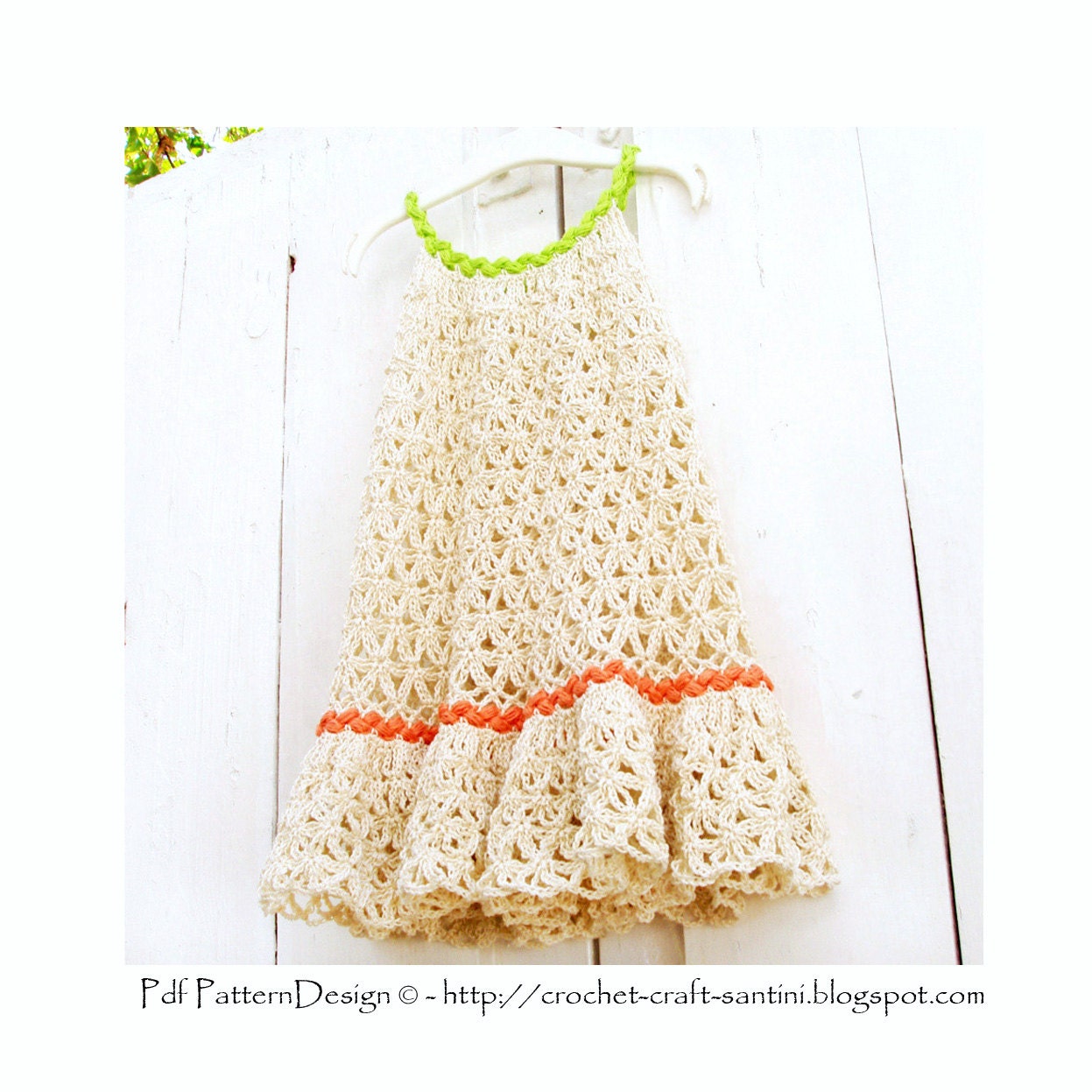 ChainLace Flower Crochet Dress for little Girls Instant