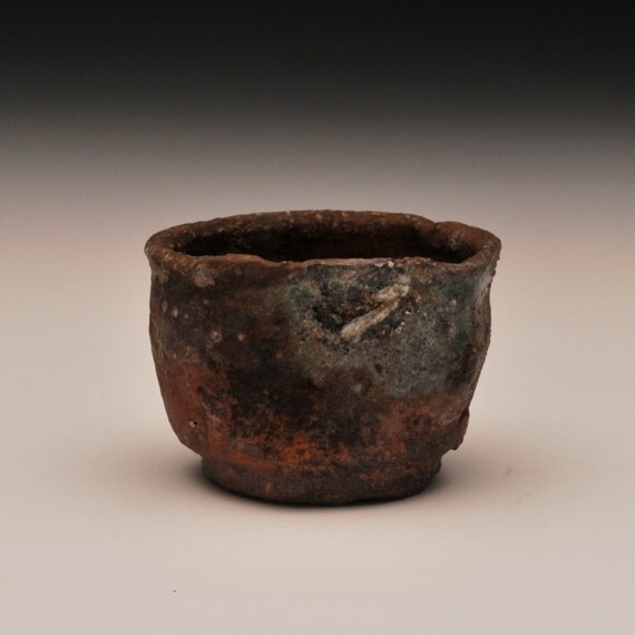 Ember Buried Guinomi- Anagama Fired, Shino Glazed, Rustic, Wabi Sabi