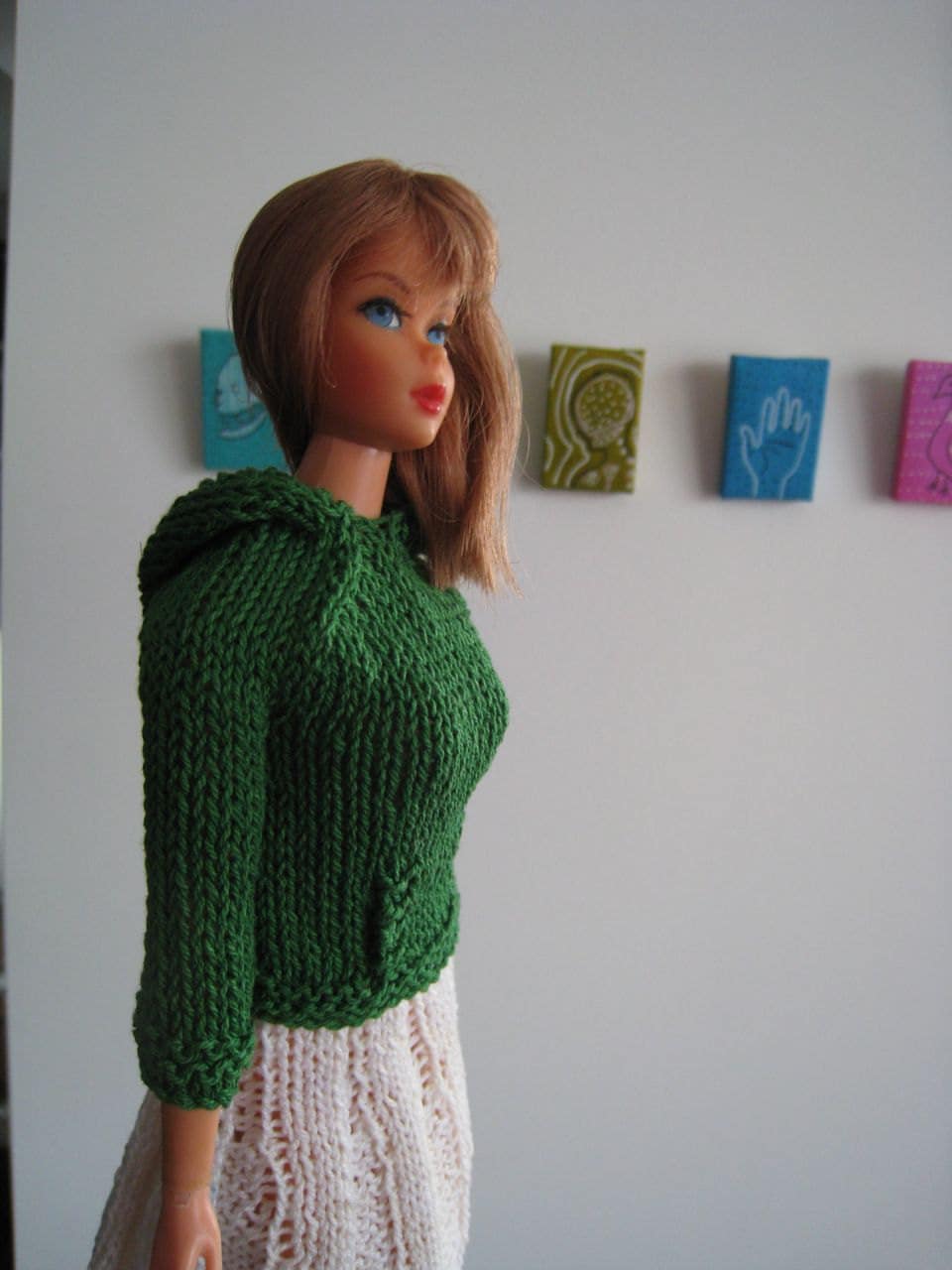 Barbie Doll Knitting Pattern Hoodie Kangaroo Jacket