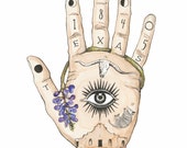 Texas Palmistry Print of Watercolor Painting